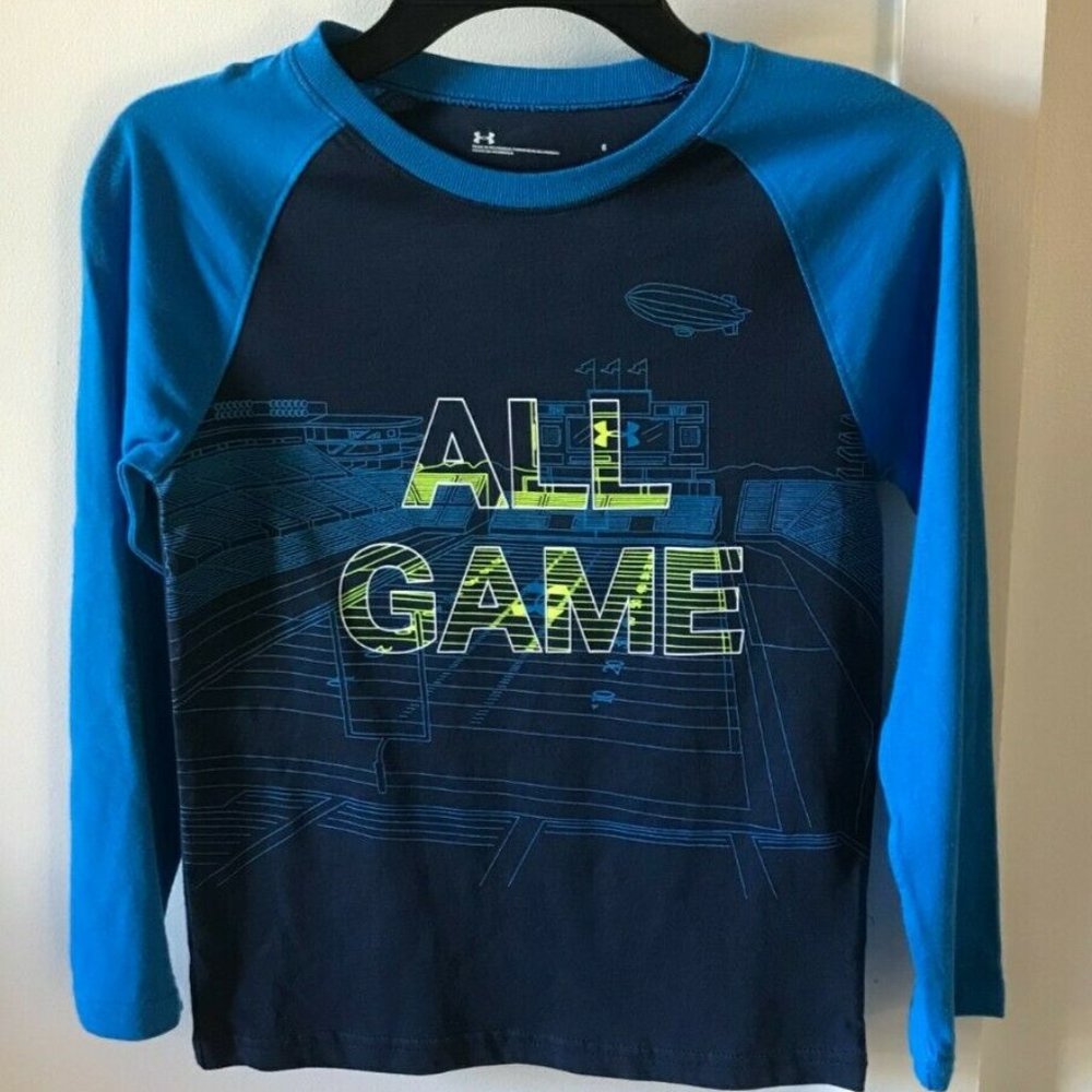 UNDER ARMOUR Boy 6 Raglan Long Sleeve T Shirt ALL GAME NEW NWT
